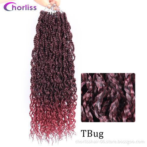 Hot Sale Ombre Brown Black Curly Synthetic  Box Braiding Hair For Black Woman Crochet Kinky Curly Braids Hair Extension